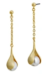 Savvy Cie Jewels Vermeil Faux Pearl Drop In Yellow