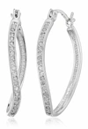 Vir Jewels 1/4 Cttw Diamond Hoop Earrings .925 Sterling Silver With Rhodium Plating 1 Inch In Silver