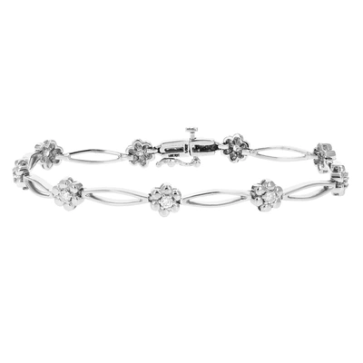Vir Jewels 1/2 Cttw Si2-i1 Diamond Bracelet 10k White Gold Flower Shape Clover 6.5 Inch In Silver