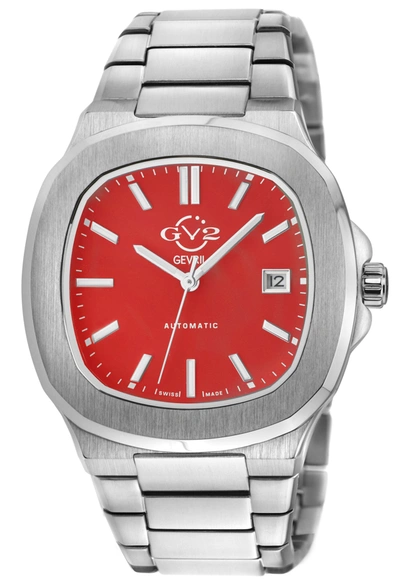 Gv2 Automatic Men's Potente Red Dial 316l Stainless Steel Bracelet Watch In White