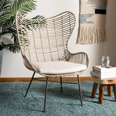Safavieh Malia Rattan Wingback Armchair In White