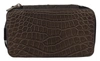 Dolce & Gabbana Gray Skin Leather Vanity Case Toiletry Shaving Bag In Brown