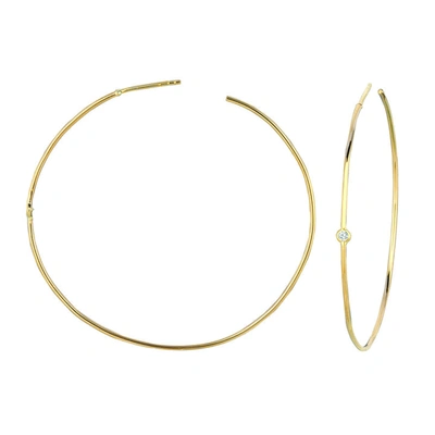 Ariana Rabbani Single Diamond Hoop Earrings In White