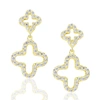 Suzy Levian Cz Clover Drop Earrings In Yellow