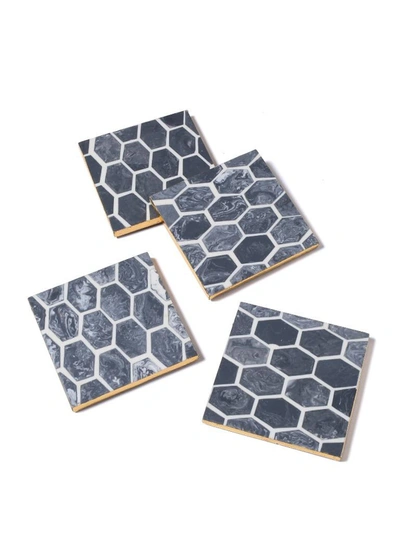 Tiramisu Set Of 4 Resin Coasters In Grey