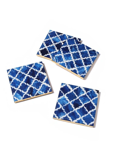 Tiramisu Set Of 4 Resin Coasters In Blue