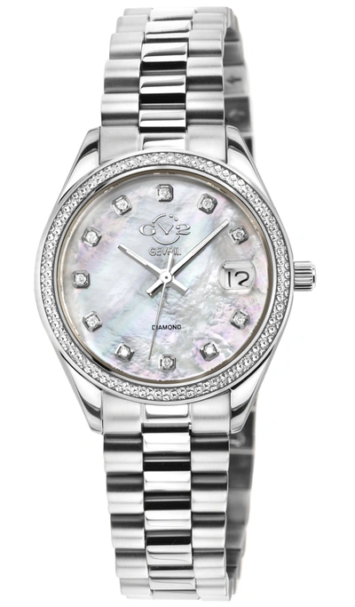 Gv2 Women's Turin Diamond, White Mop Dial, Stainless Steel Watch In Silver