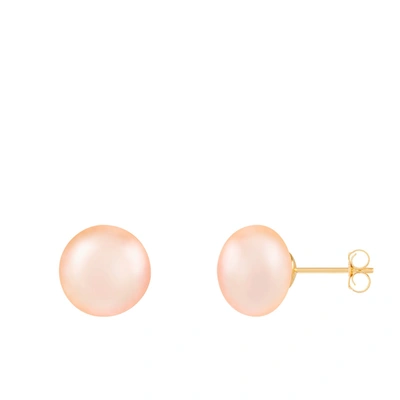 Splendid Pearls 14k Yellow Gold 10-11mm Pearl Earrings In Pink