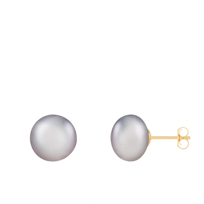 Splendid Pearls 14k Yellow Gold 10-11mm Pearl Earrings In Grey