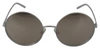 Dolce & Gabbana Silver Plated Round Gray Le Nses Women Sunglasses In Grey