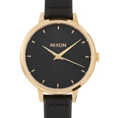 Nixon Medium Kensignton Leather 32mm Gold/black Stainless Steel Watch A1261-513 In Black / Gold Tone / Yellow