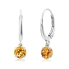 Nicole Miller 10k White Or Yellow Gold Round Cut 5mm Gemstone Dangle Lever Back Earrings With Push Backs