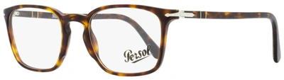 Persol Unisex Rectangular Eyeglasses Po3227v 24 Havana 52mm In Blue