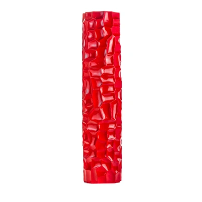 Finesse Decor Textured Honeycomb Vase   White, 52" In Red