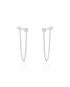 Ariana Rabbani Bezel-set Diamond Chain Earrings (1" Drop) In Silver