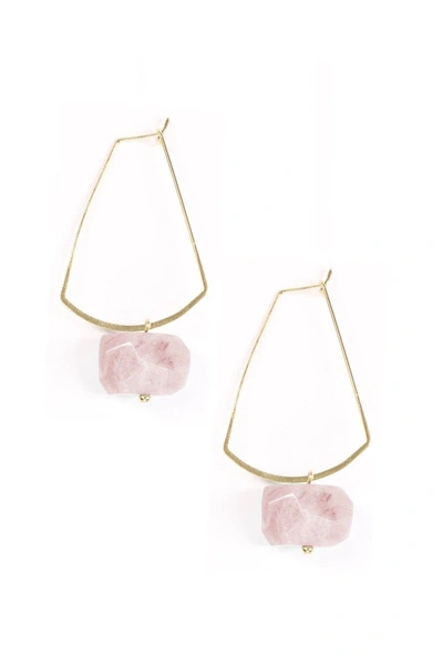 Eye Candy La Luxe Collection Rose Quartz Sofia Drop Earrings In Pink