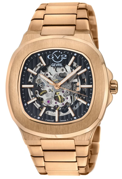 Gv2 Automatic Men's Potente Rose Gold Bracelet Skeletal Watch In Beige