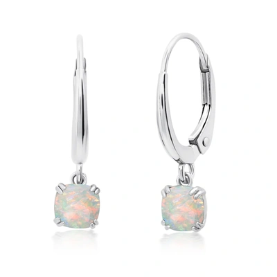 Nicole Miller 10k White Or Yellow Gold Cushion Cut 5mm Gemstone Dangle Lever Back Earrings With Push Backs In Silver