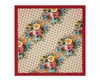 Gucci Women's Beige Monogram Logo Print Red Flower Motif Silk Scarf In Multi