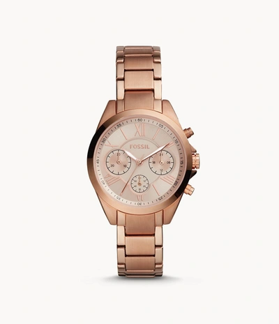 Fossil Women's Modern Courier Midsize Chronograph, Rose Gold-tone Stainless Steel Watch In Pink