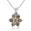 Vir Jewels 1/2 Cttw Champagne Diamond Cluster Composite Pendant Necklace 10k White Gold In Silver