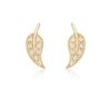 Ariana Rabbani Diamond Leaf Earrings Yellow Gold In Pink