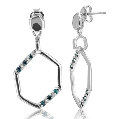 Vir Jewels 1/5 Cttw Blue Diamond Dangle Earrings .925 Sterling Silver With Rhodium Plating