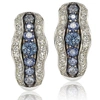 Suzy Levian Sapphire And Diamond In Sterling Silver And 18k Gold Earring In Blue
