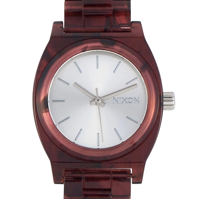 Nixon Medium Time Teller Red Acetate 31mm Watch A1214 200 In Red   / Silver
