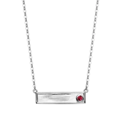 Rachel Glauber Ra  Rhodium Plated Lab Created Diamond Bar Neckalce In Red