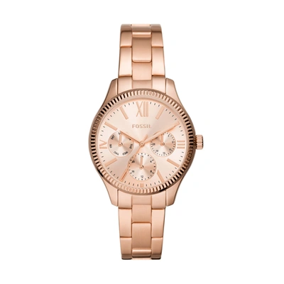 Fossil Women's Rye Multifunction, Rose Gold-tone Alloy Watch In Pink