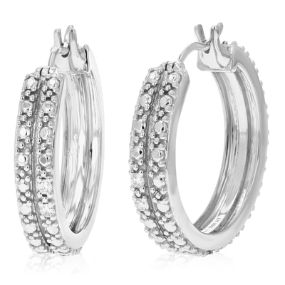Vir Jewels 1/10 Cttw 4 Stones Round Lab Grown Diamond Hoop Earrings .925 Sterling Silver Prong Set 1 Inch