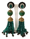 DOLCE & GABBANA Dolce & Gabbana  Crystals Tone Drop Clip-on Dangle Women's Earrings