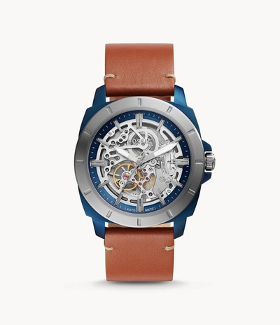 Fossil Men's Privateer Sport Automatic, Blue-tone Stainless Steel Watch In Brown