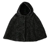 Dolce & Gabbana Gray Tweet Wool Shoulder Hat Hooded Scarf In Grey