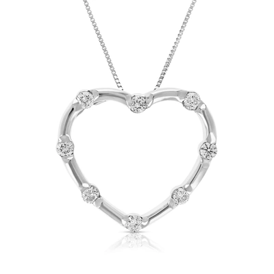 Vir Jewels 1/4 Cttw Diamond Heart Pendant Necklace 10k White Gold With 18 Inch Chain In Silver