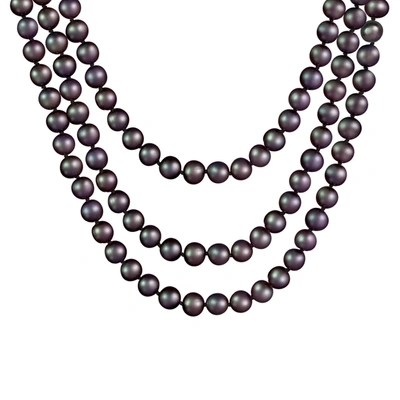 Splendid Pearls Endless Black 100" Freshwater Pearl Necklace