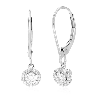 Vir Jewels 1/6 Cttw 26 Stones Round Lab Grown Diamond Dangle Earrings .925 Sterling Silver Prong Set 3/4 Inch In Grey