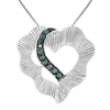 Vir Jewels 1/5 Cttw Blue Diamond Heart Pendant Necklace .925 Sterling Silver With Chain In White