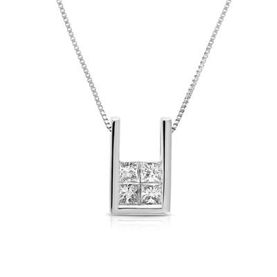 Vir Jewels 1/2 Cttw Princess Cut Diamond Pendant Necklace 14k White Gold With 18 Inch Chain In Silver