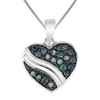 Vir Jewels 1/2 Cttw Blue Diamond Heart Pendant Necklace .925 Sterling Silver With Chain In Silver