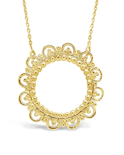 Sterling Forever Sterling Silver Lace Circle Pendant In Gold