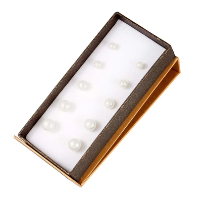 Splendid Pearls Silver 5-9mm Freshwater Pearl Set Of 5 Studs In Multi