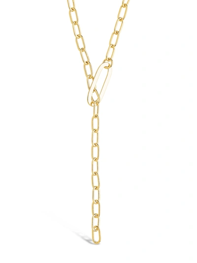 Sterling Forever 14k Plated Chain Link Lariat Necklace In Gold