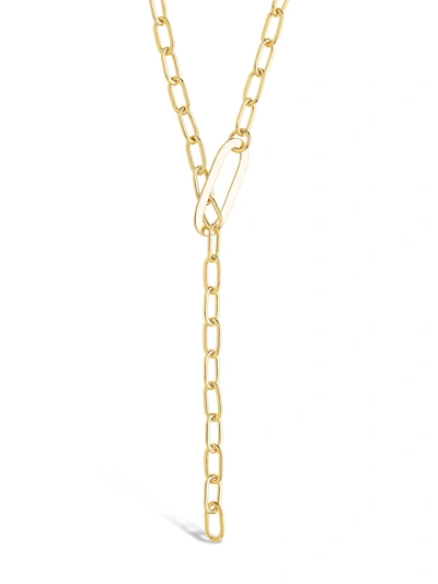 Sterling Forever 14k Plated Chain Link Lariat Necklace In White