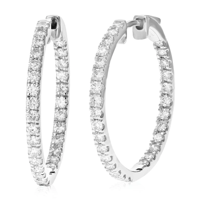 Vir Jewels 1.50 Cttw Round Lab Grown Diamond Hoop Earrings .925 Sterling Silver Prong Set 1 Inch