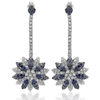 Suzy Levian Sapphire And Diamond In Sterling Silver And 18k Gold Earring In Blue