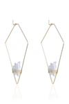 Eye Candy La The Luxe Collection Clear Quartz Triangular Drop Earrings In White