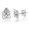Vir Jewels 1/5 Cttw Round Cut Lab Grown Diamond Stud Earrings .925 Sterling Silver Prong Set On Flower Design In Silver