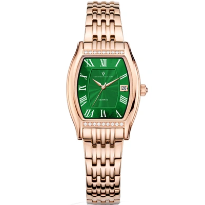 Christian Van Sant Women's Gemma Green Dial Watch In Gold Tone / Green / Rose / Rose Gold Tone